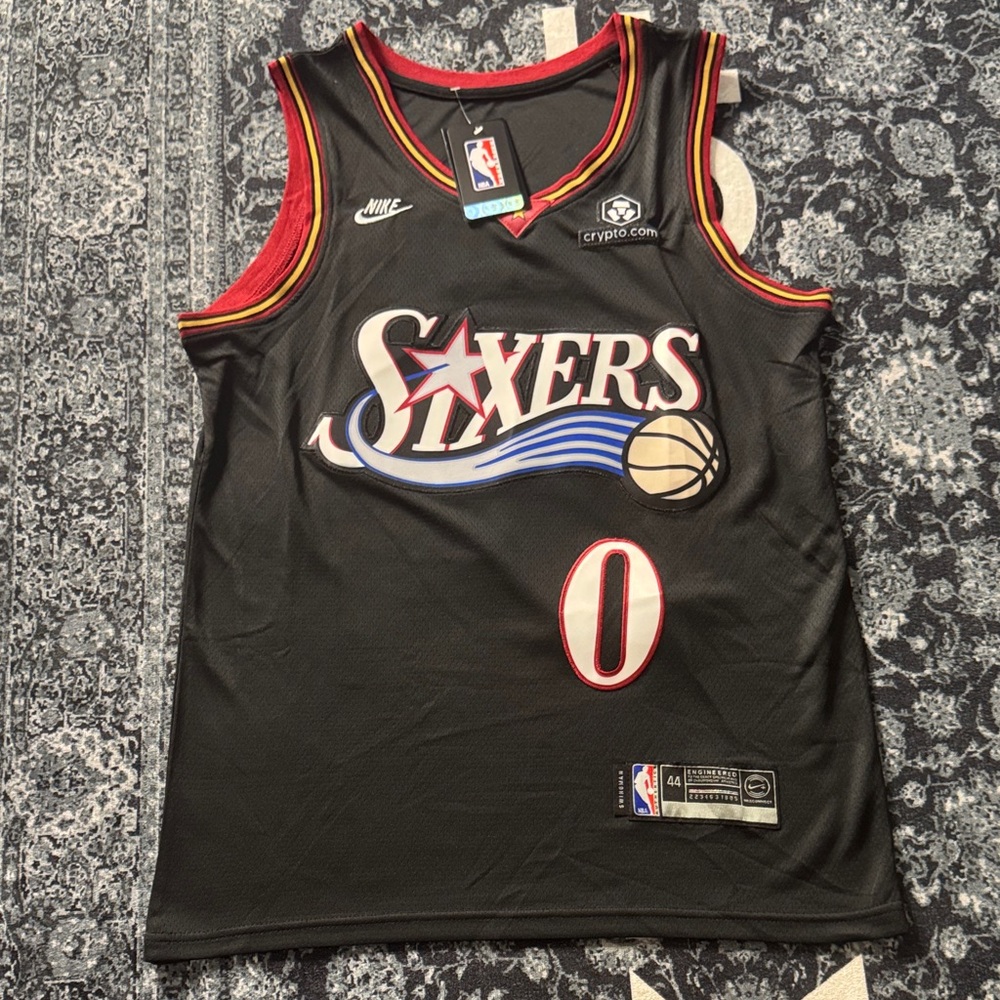 Nike Black Philadelphia 76ers Alternate Jersey with Red and Gold Accents